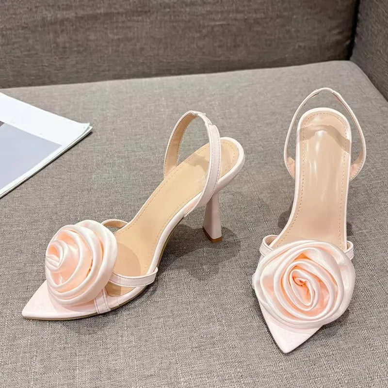 Silk Rose Flowers Slippers Sandal