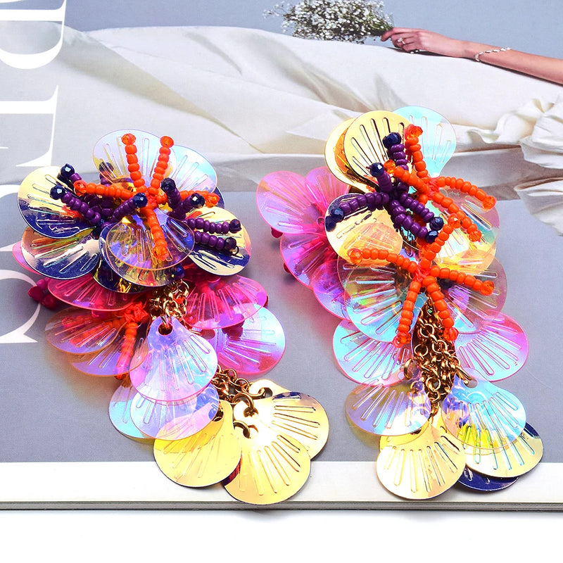 Resin Flower Multicolored Designs Bohemian Handmade Dangle Earrings