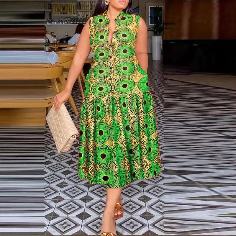 Bohemian Sundress Printed Midi Dress