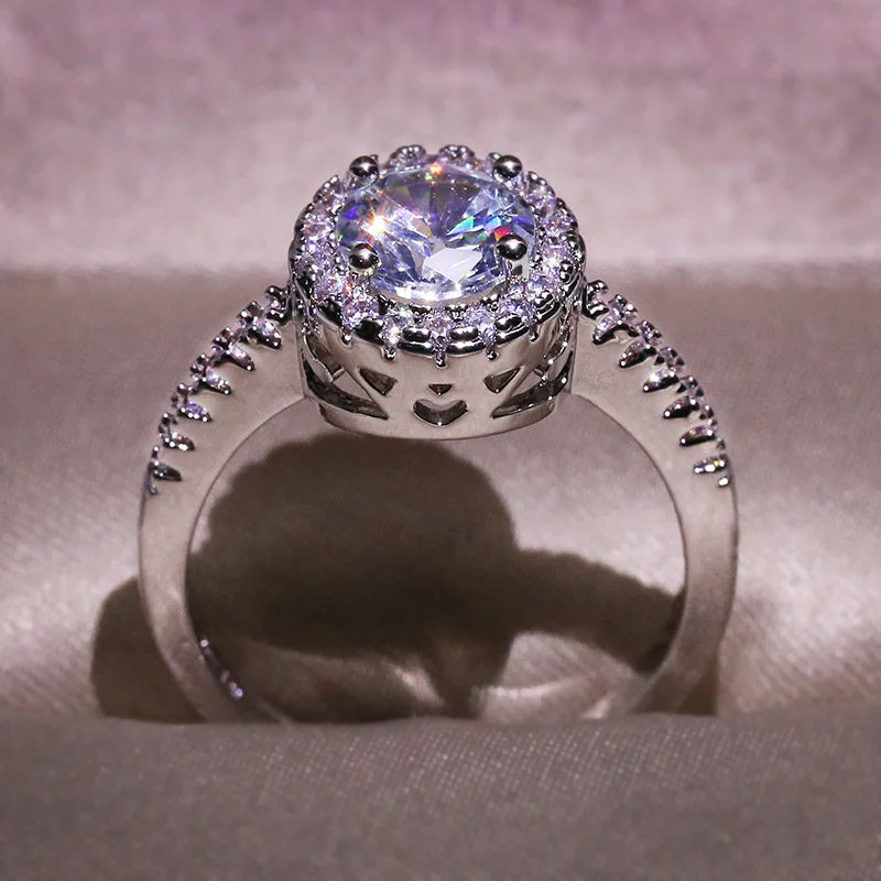 14 K White Gold Round 925 Jewelry Wedding Ring