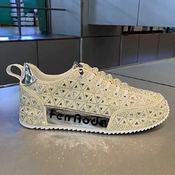 Luxury New Rhinestone Lace Up Men Causal Shoes