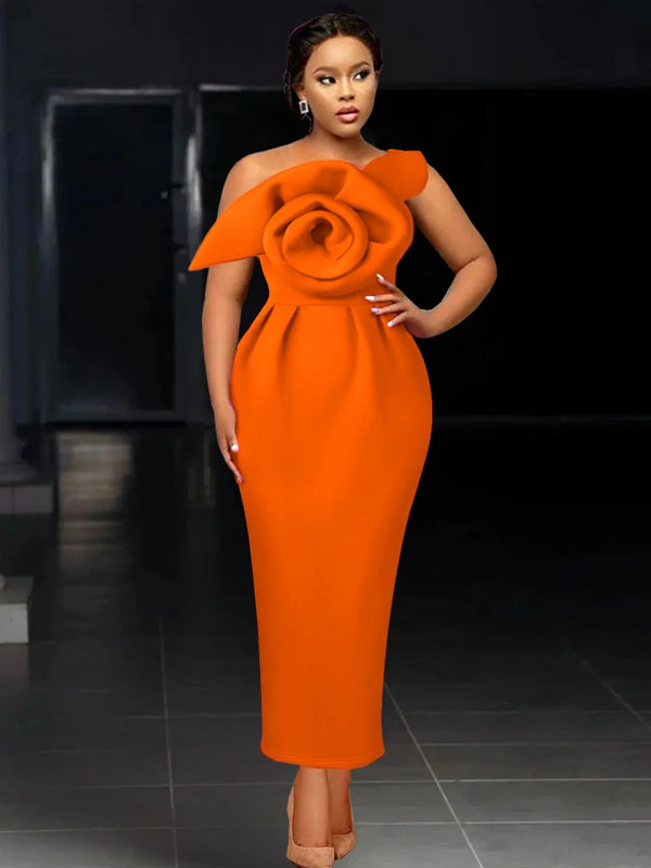 Elegant Sexy One Strap Big Flower Gowns