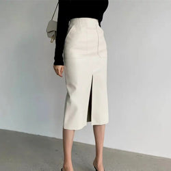 Slim Straight Faux Leather Skirt