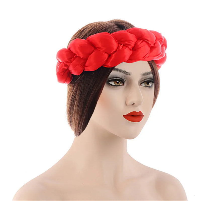 Exaggerated Satin Braid Headband for Women