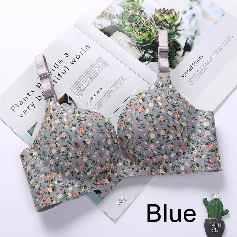 Women Seamless Floral Push Up Bras