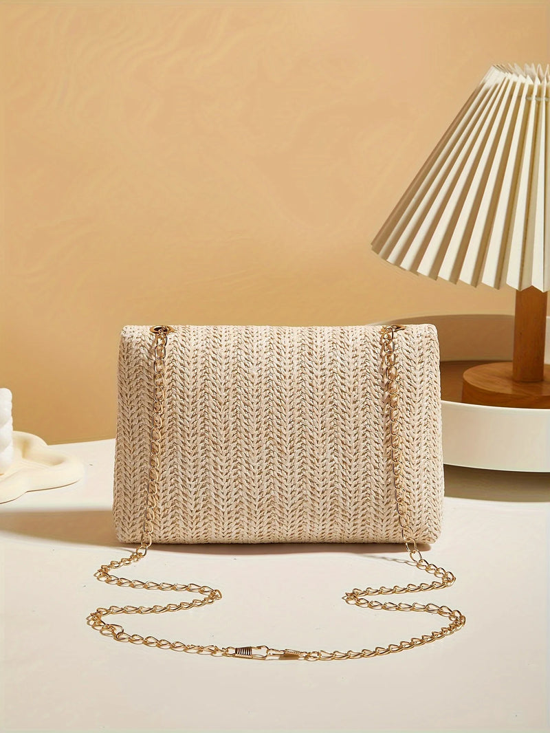 Woven Straw Handwoven Purse with Lock Closure