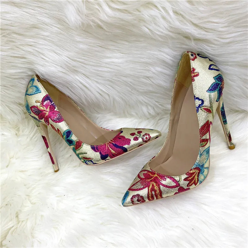 Gold Sheep Pointed Toe Stilettos Banquet Slip-On Shoes