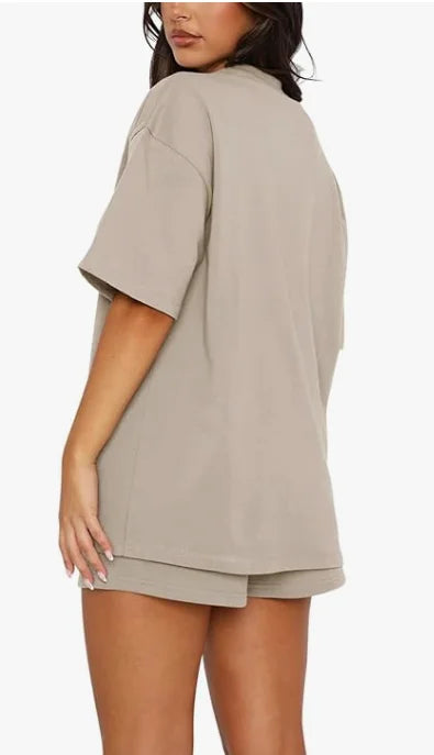 Casual O Neck Short Sleeve Short Pants Set