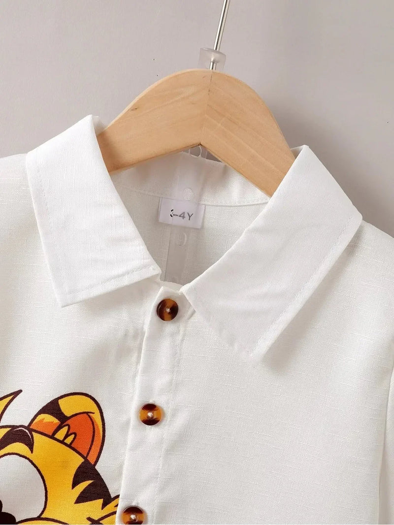 Summer Kid Boy Gentlemen Lapel Collar Top with Shorts