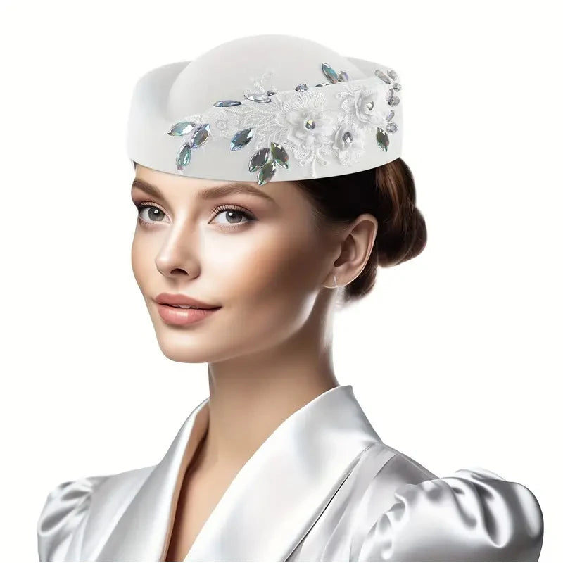 Church Fascinator With Flower Ladies Soft Beret Caps