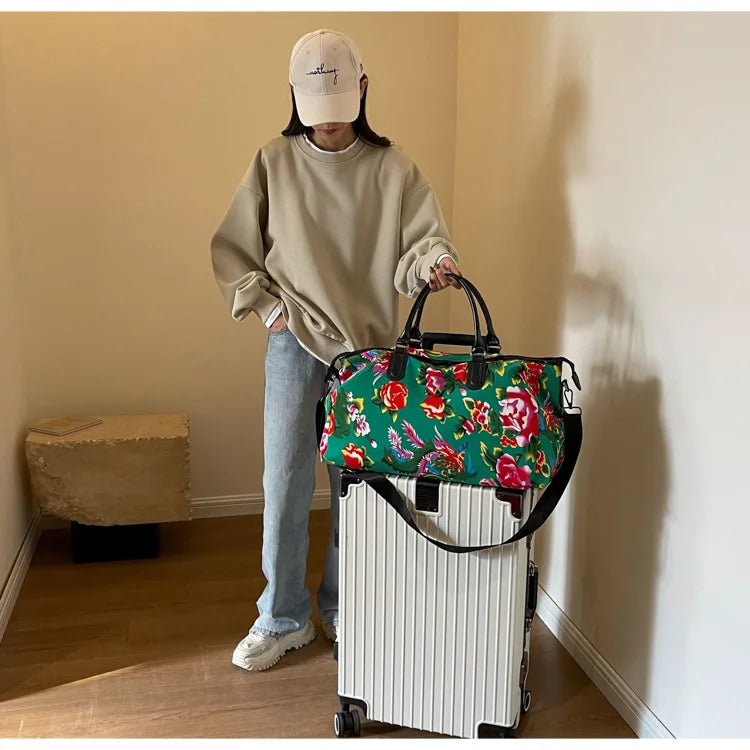 Big Flower Canvas Travel Bag