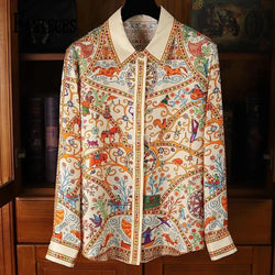 Vintage Shirt Autumn Long Sleeve Luxury Print Blouses