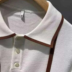 Pockets Patchwork Knit Polo Shirts