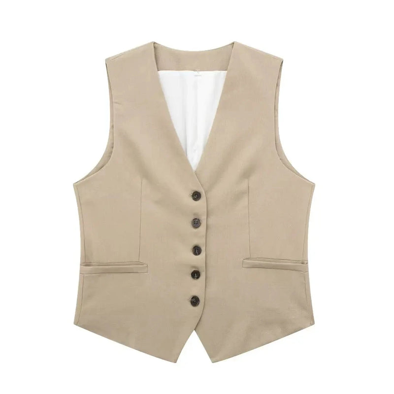 Sleeveless Vest Top+High Waist Slim Shorts 2 Pieces Set