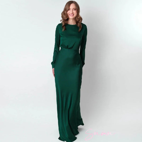 Silk Long Bridesmaid Sleeves Dress