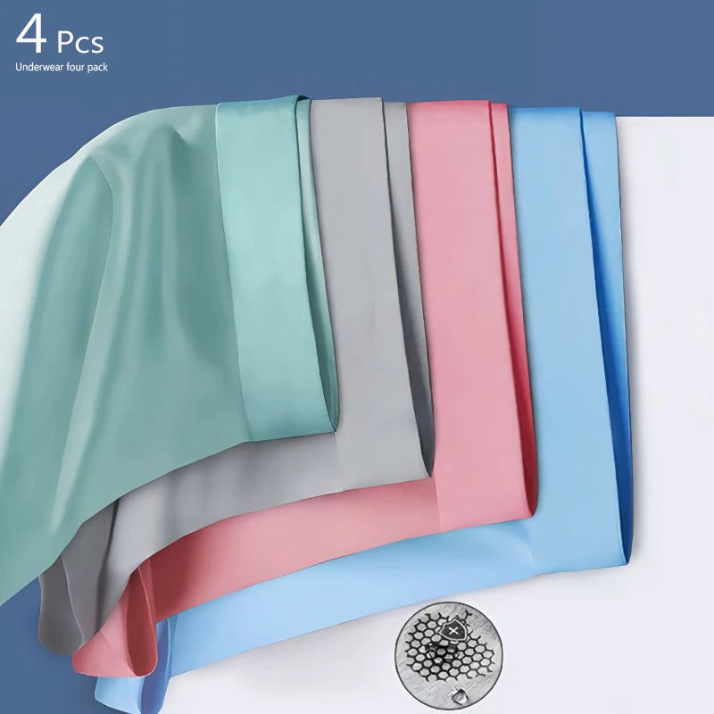 4Pcs/Lot Men Boxers Ice Silk