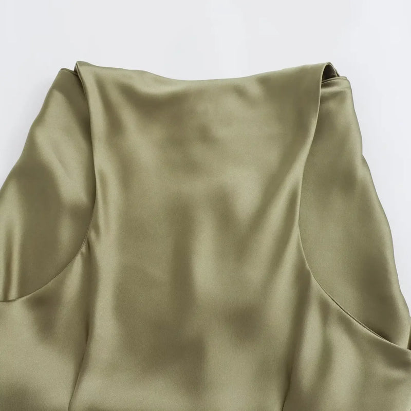 Sleeveless Temperament Silk Midi Long Dress