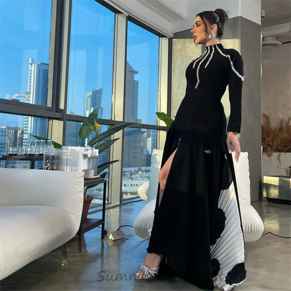 Shiny High Neck Evening Dress