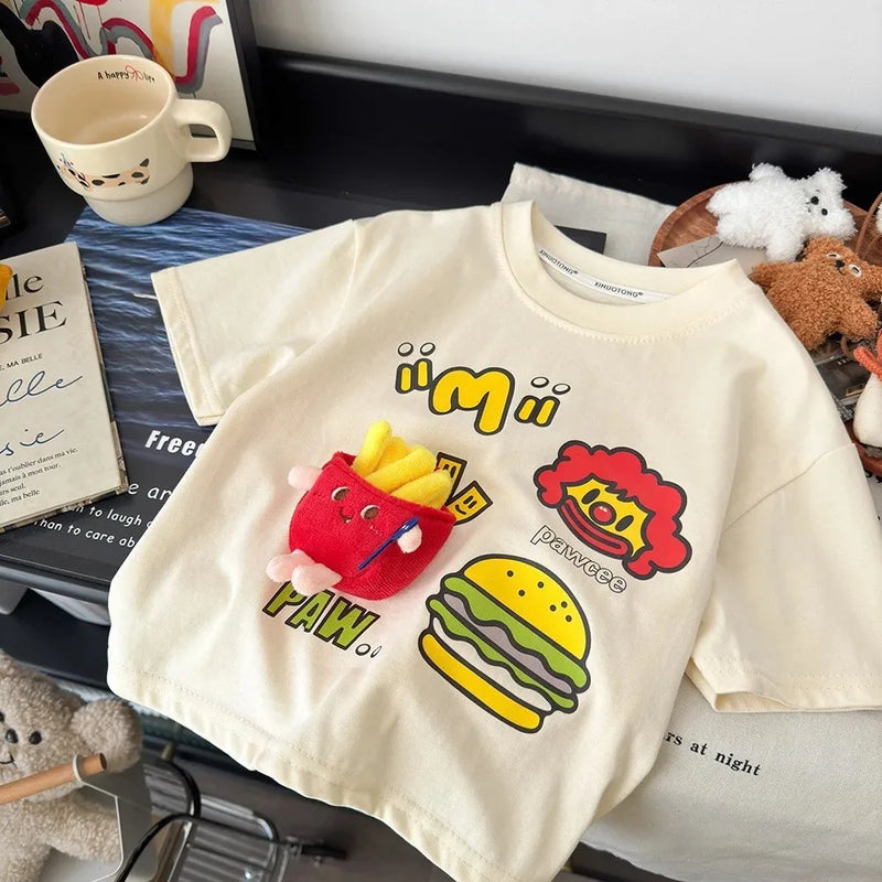 Summer Girls Boys Cute Cartoon Short Sleeve T-shirts