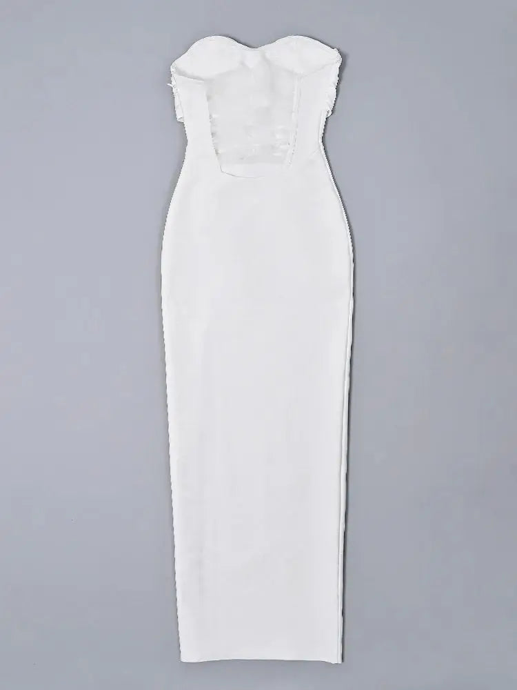 BEAUKEY White Evening Floral Bandage Dress