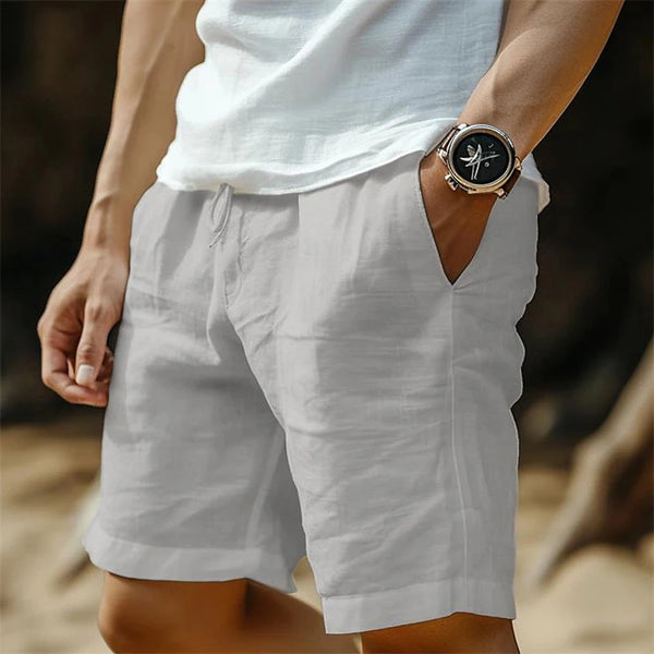 Vintage Linen Casual Solid Loose Straight Shorts