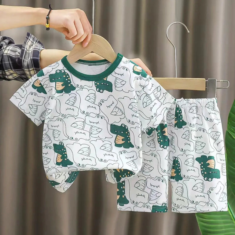 1-6T cotton short sleeve T shirt shorts cartoon set