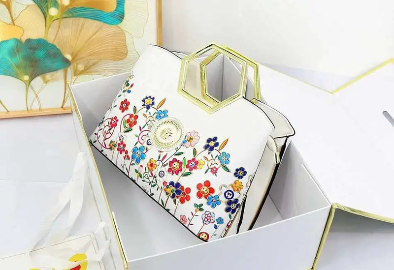 Elegant Printed Top Handle Bag