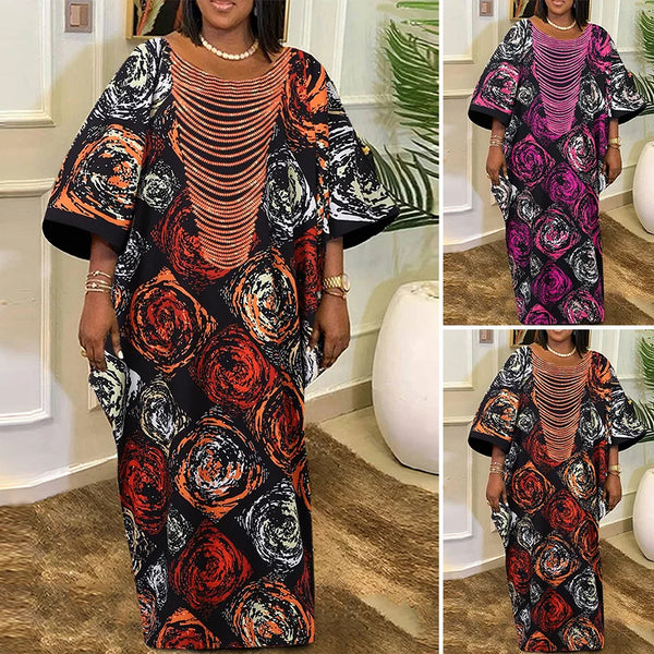 Sleeve Foral Printed Round Neck Sundress