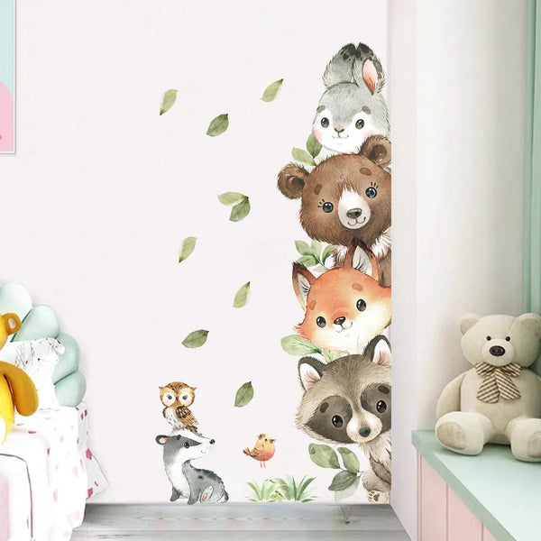 1PC Cute Cartoon Probe Stacked Sitting Small Animal Wall Stickers