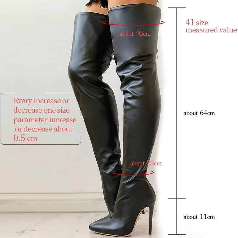 High Heel 11cm Over Knee Back Zipper Boots