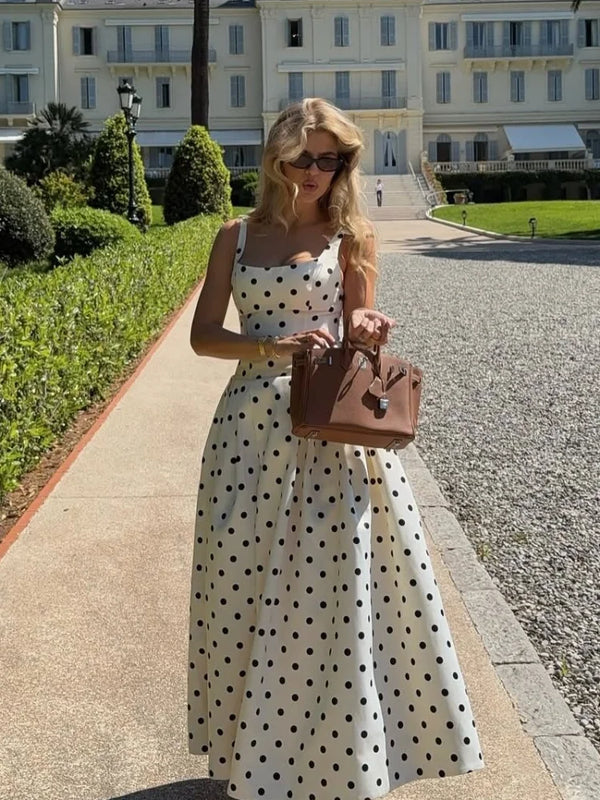Elegant Square Neck Long Chic Sleeveless Dress