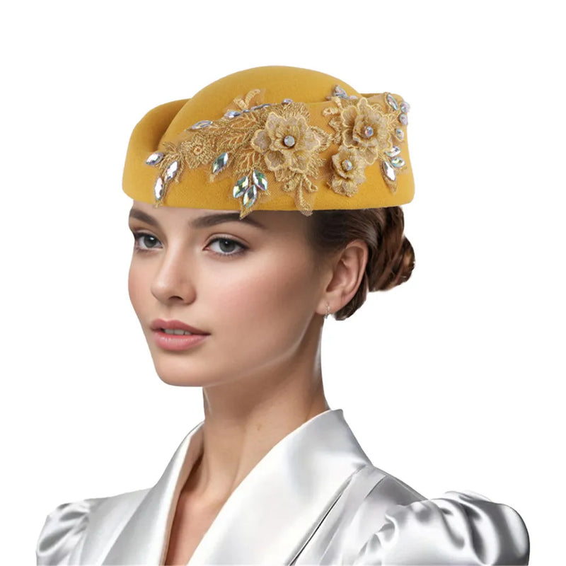 Church Fascinator With Flower Ladies Soft Beret Caps