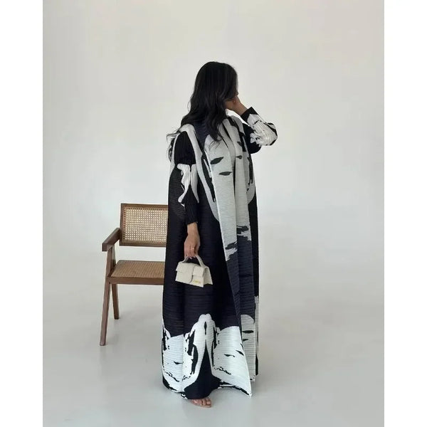 Abaya Vintage Printed Cardigan Design Loose Large Size
