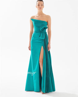 Strapless A-line Pleats Bespoke Occasion Dress