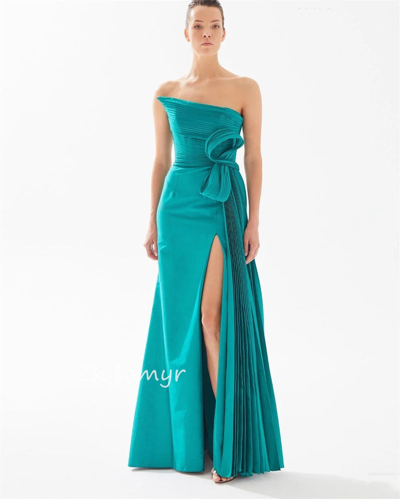 Strapless A-line Pleats Bespoke Occasion Dress