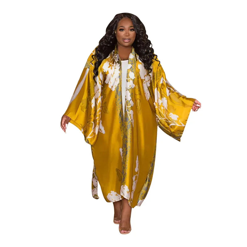 Boho Printed Loose Casual Long Kimono Maxi Dress