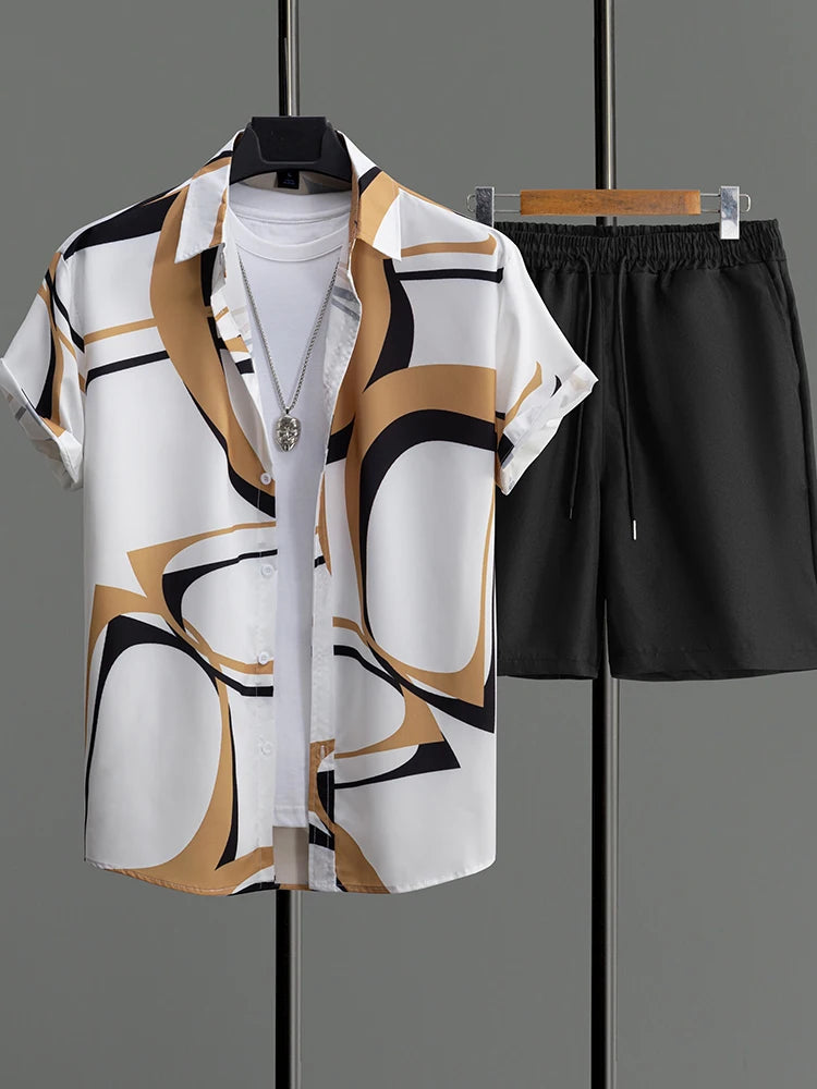 Everyday Short-sleeved Shirt And Sports Shorts Set