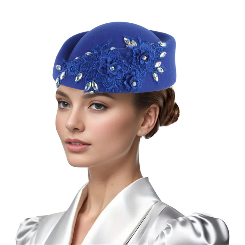 Church Fascinator With Flower Ladies Soft Beret Caps