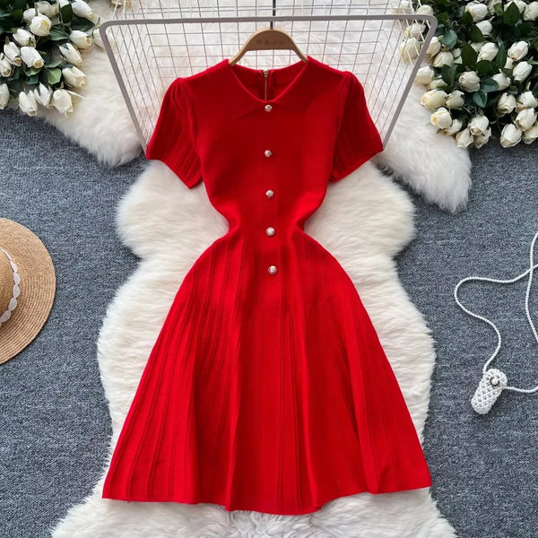 Sleeveless Single-Breasted Turn-down Collar Elastic Bodycon Dress