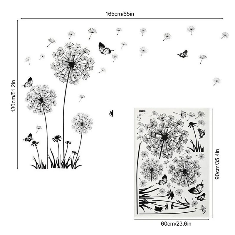 Black Dandelion Sitting Room Bedroom Wall Stickers