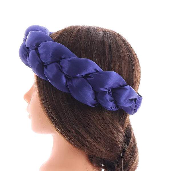 Exaggerated Satin Braid Headband for Women
