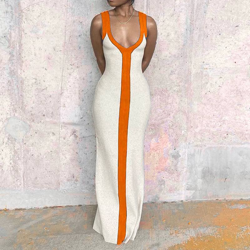 Elegant Summer V-neck Slip Draped Dress
