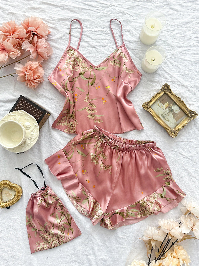 Ruffle Hem Shorts Pajama Set