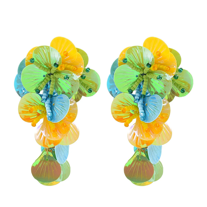 Resin Flower Multicolored Designs Bohemian Handmade Dangle Earrings