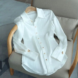 White Striped Patchwork Shirt For Women