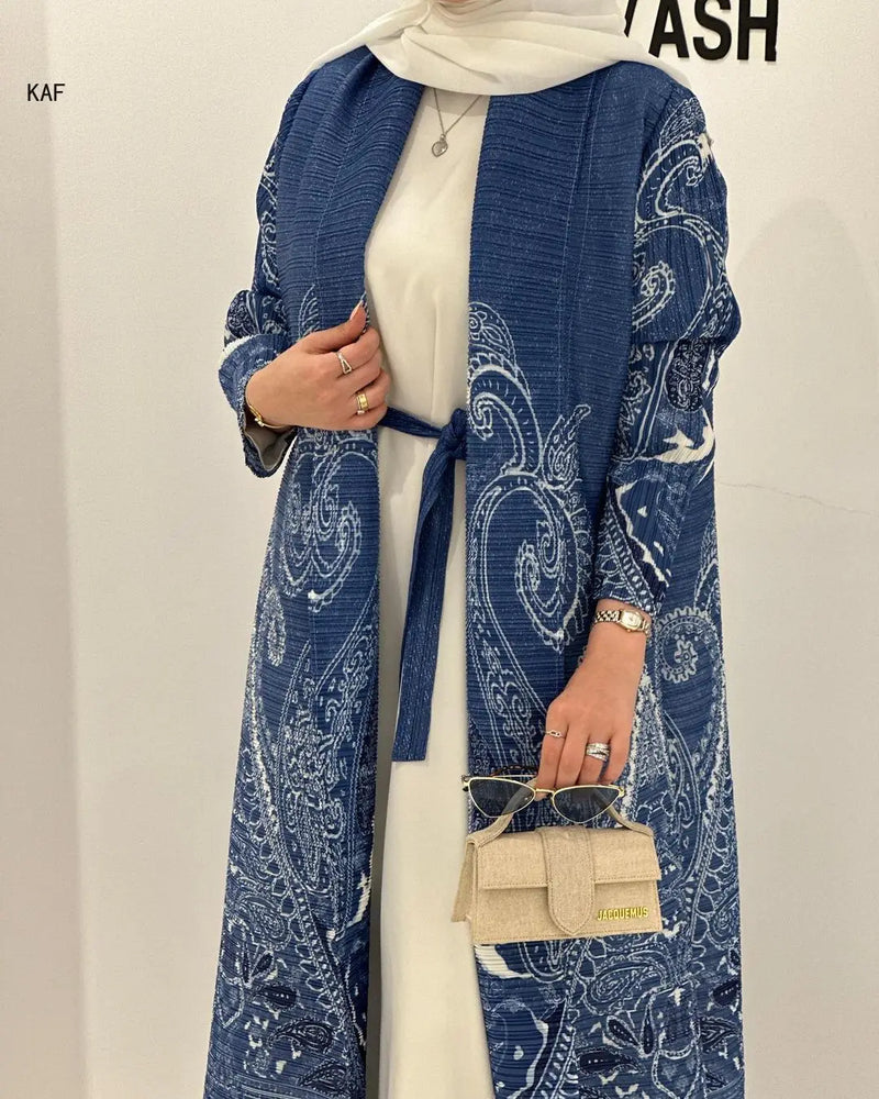 Retro Printed Long Sleeved Abaya