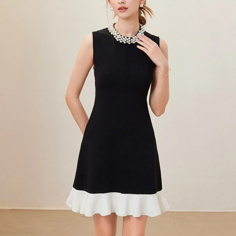 Round Neck Sleeveless Ruffles Mini Dress