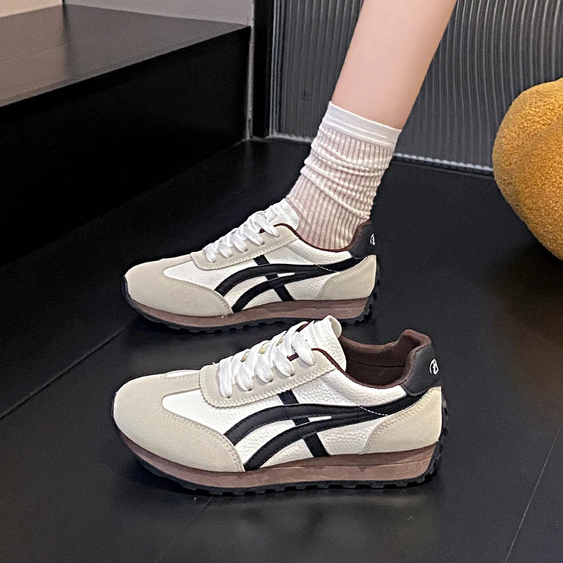 Sneakers Leather Platform Anti-Slip Running