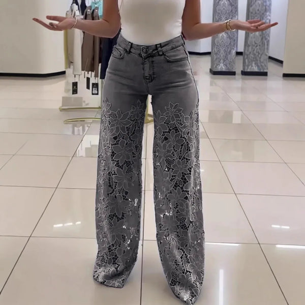 Baggy Zipper Pocket Button Straight Leg Trousers