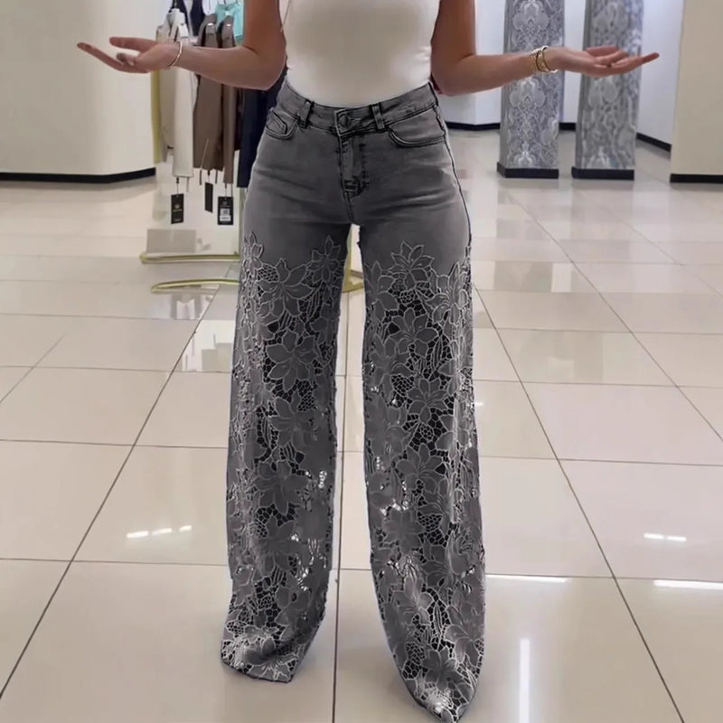 Baggy Zipper Pocket Button Straight Leg Trousers